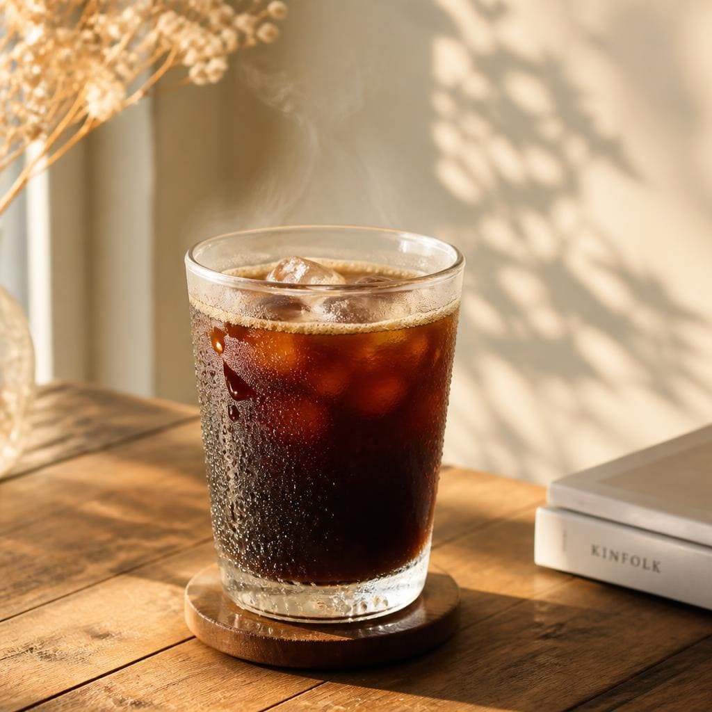 Kopi Hitam Dingin Warkop 88 dengan rasa segar dan pahit khas kopi